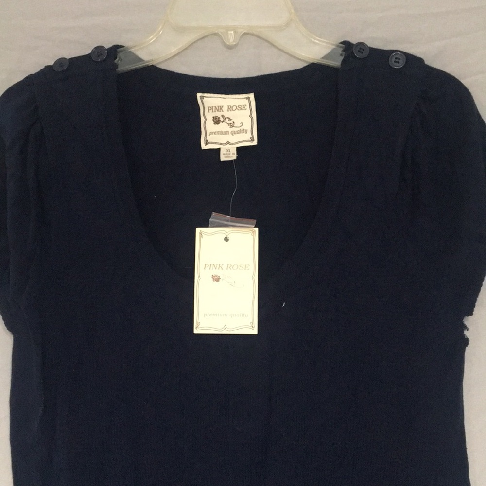NWT Pink Rose Navy Blue Sweater Dress XL - Picture 5 of 6